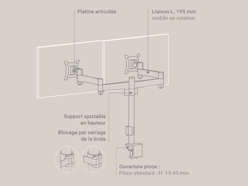 Bras support 1 écran Moove 