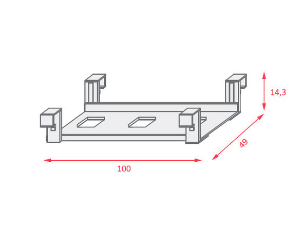 Goulotte passe-câble double pour bench ou tables de réunion M10