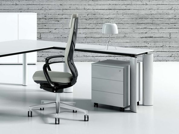 Retour secrétaire en verre pour bureau Crystal