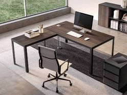 Bureau de direction Hype en mélaminé avec retour