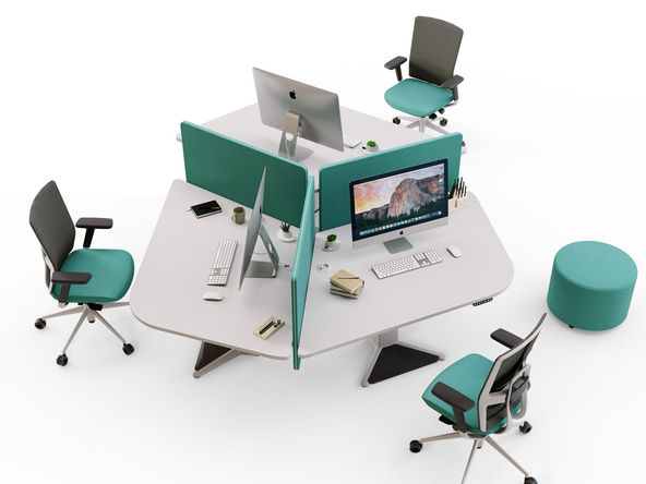 Bureau bench 3 personnes POWER avec réglage en hauteur électrique