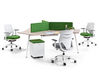 Bureau call-center 3 personnes Twist avec panneaux en tissu