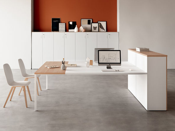 Bureau bench 2 personnes Agile avec extension et rangements