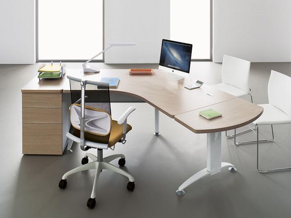 Bureau de direction symétrique Icone avec caisson hauteur bureau