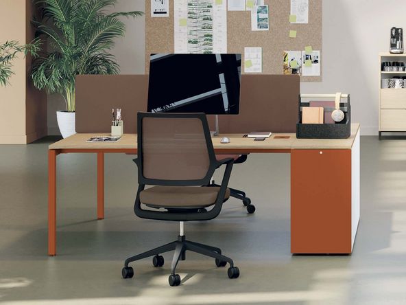 Bureau bench 2 personnes Atao sur caissons extractibles