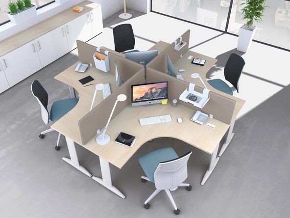 Bureau Call-center 4 personnes Prem's avec panneaux acoustiques