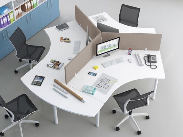 Bureau Call-center 3 personnes Tim+ avec panneaux acoustiques