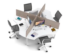 Bureau Call-center 4 personnes Tim+ avec panneaux acoustiques