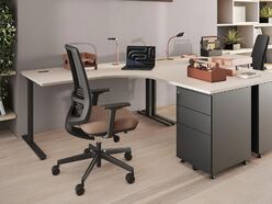 Bureau individuel compact Sofiane avec caisson 