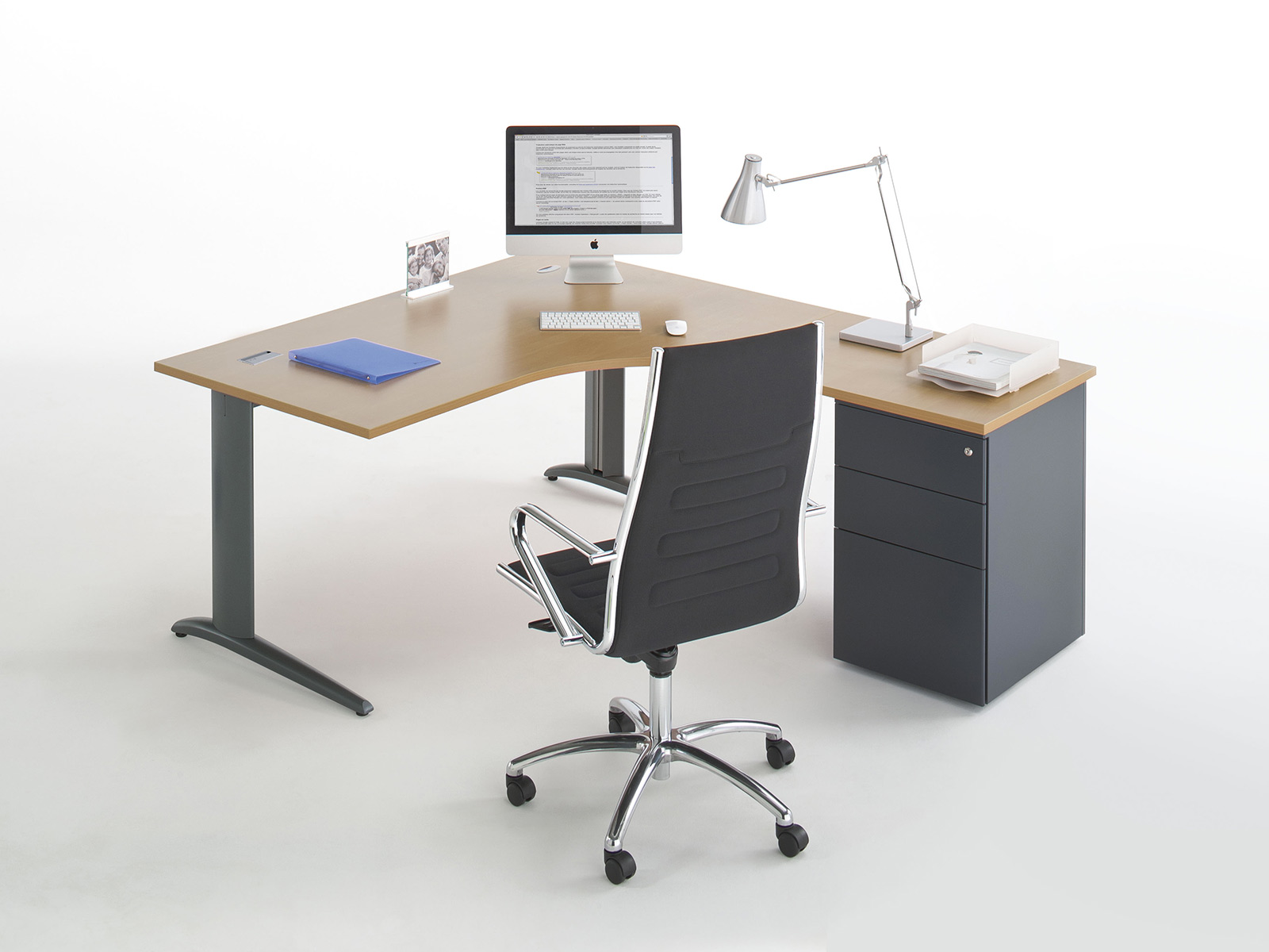 Bureau enveloppant Prem's avec pieds en L