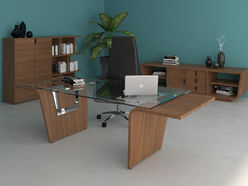 Bureau de direction en verre Larus pieds vers l'extérieur