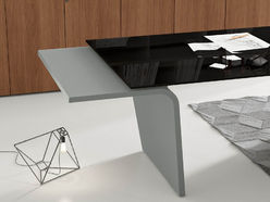 Bureau de direction en verre noir pied coloré Larus
