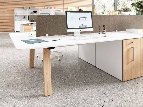 Bureau bench 2 personnes Fabrika sur caissons extractibles