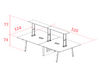 Bureau bench 4 personnes Gradia Plus avec tablette supérieure