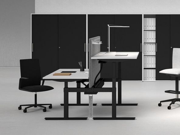 Bureau bench 2 personnes Winstor avec réglage en hauteur électrique