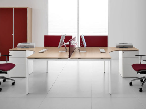 Bureau bench compact 2 personnes Prepsto avec caisson 