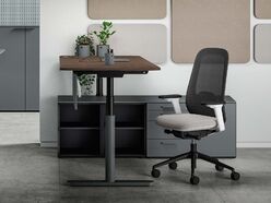 Bureau individuel Finezza sur crédence avec réglage en hauteur électrique