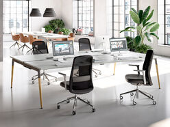 Bureau bench 4 personnes Challenger pied bois
