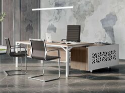 Bureau de direction Hologram avec retour et crédence dos métal