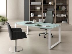 Bureau de direction en verre Corpus Silver