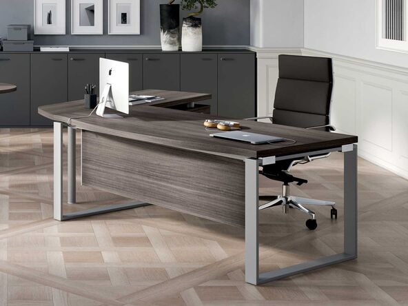Bureau de direction Corpus Silver avec retour et caisson