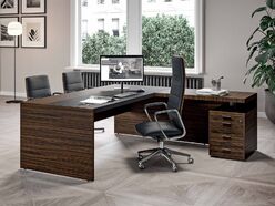 Bureau de direction Hanley avec inserts en cuir et retour caisson