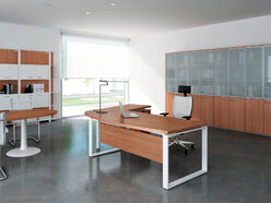 Bureau de direction Corpus Silver avec retour et caisson