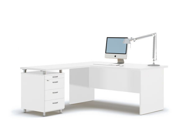 Bureau individuel Solano avec retour et caisson