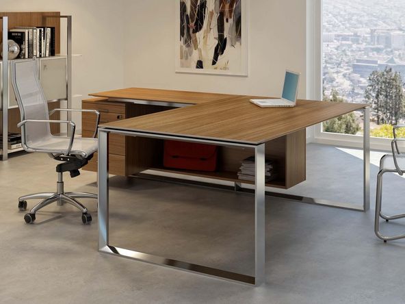 Bureau de direction Turing Nex avec retour et caisson 3 tiroirs