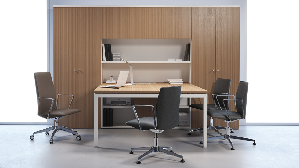 Bureau de semi-direction avec armoire haute