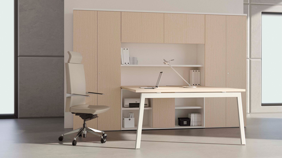 Bureau de semi-direction avec armoire haute