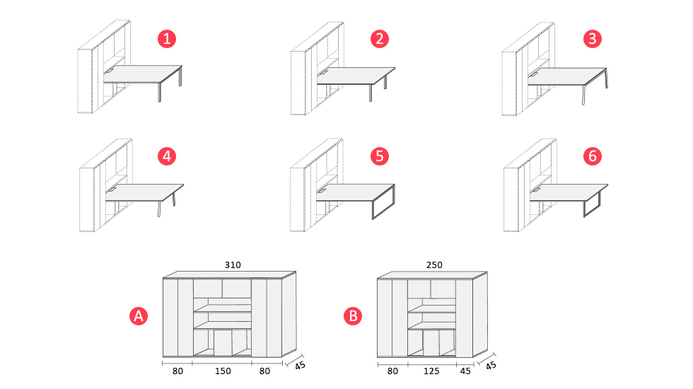 Bureau de semi-direction avec armoire haute