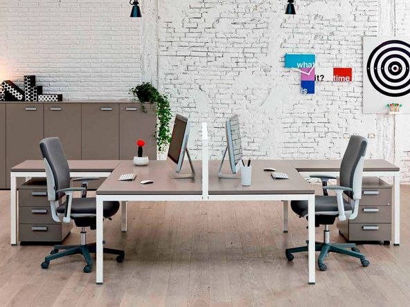Bureau bench 2 personnes Link avec retour secrétaire