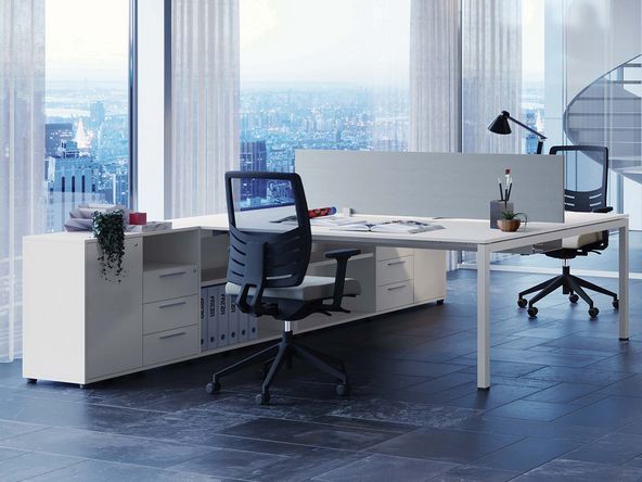 Bureau bench 2 personnes Pop Easy sur armoire H74