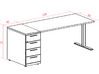 Bureau individuel Pop Tee sur caisson
