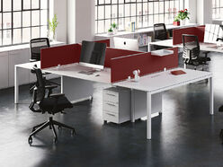 Bureau bench 4 personnes Pop Easy avec panneaux en tissu