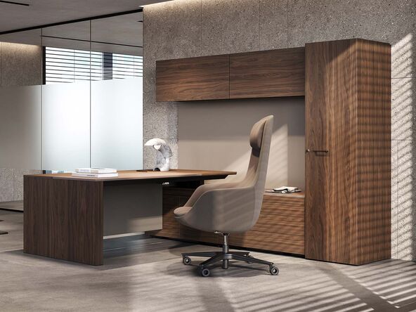 Bureau de direction Ono avec crédence et rangement mural