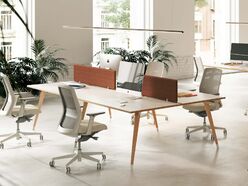 Bureau bench 4 personnes Cooper pieds bois massif