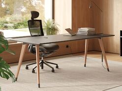Bureau de direction plateau laqué et pieds bois Cooper