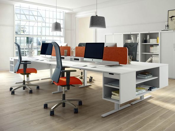 Bureau bench 4 personnes Pulsar avec rangement