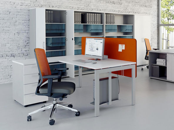 Bureau individuel Solar avec retour et caisson 