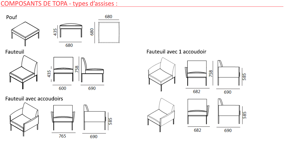 Canapés modulaires Topa