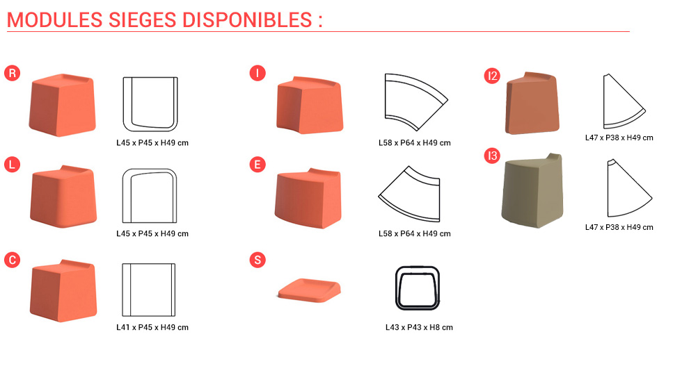 Banquette modulable éco-conçue Sarek outdoor