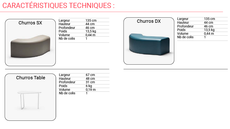 Banquette indoor/outdoor modulable Churros