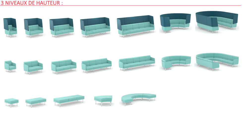 Système d'assises lounge modulaires Sérac
