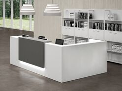 Banque d'accueil Atrium en angle avec réhausse