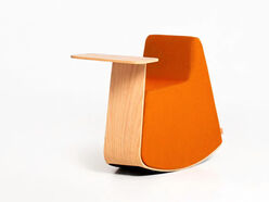 Pouf Platero à bascule avec tablette en bois 