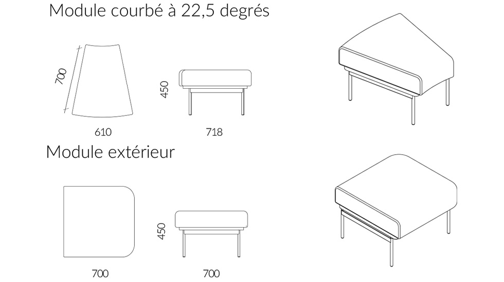 Banquette d’accueil reconfigurable Sitiq
