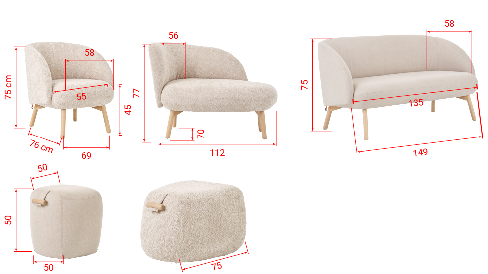 Banquettes et poufs Thalia