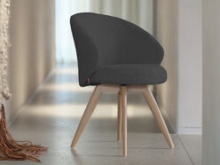 Fauteuil en tissu bouclé Neo avec pieds en bois de chêne